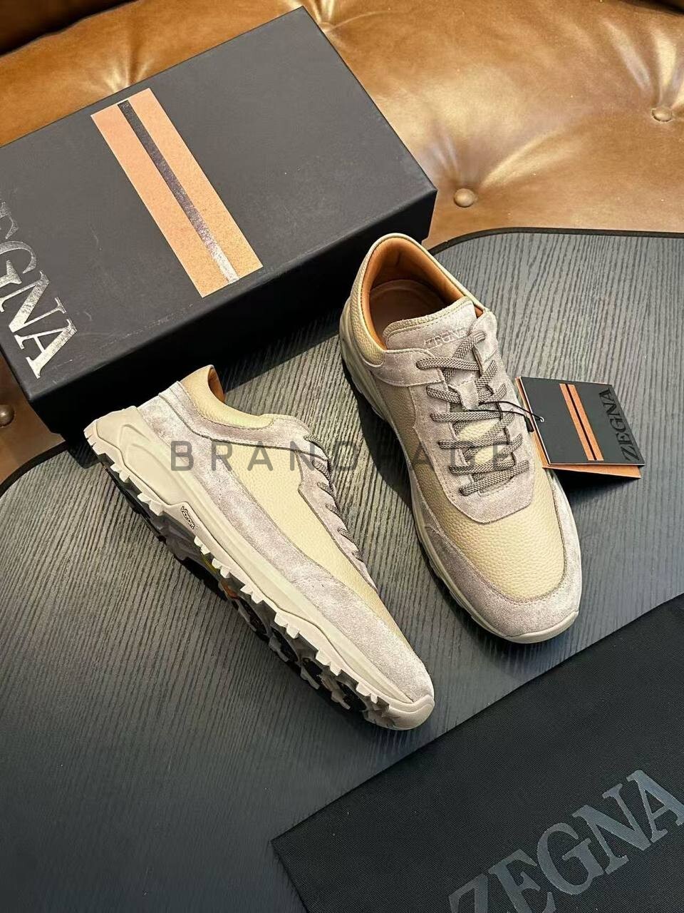 Кроссовки кожаные Zegna BPLUX5427 Кроссовки кожаные Zegna BPLUX5427