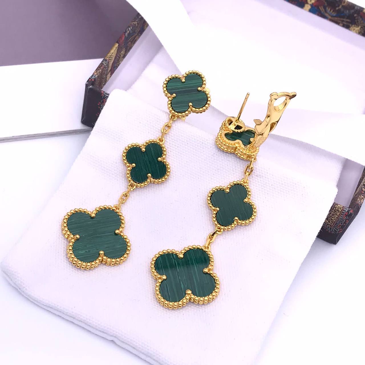 Серьги 3 мотива люкс Van Cleef BP-14681 Серьги 3 мотива люкс Van Cleef BP-14681