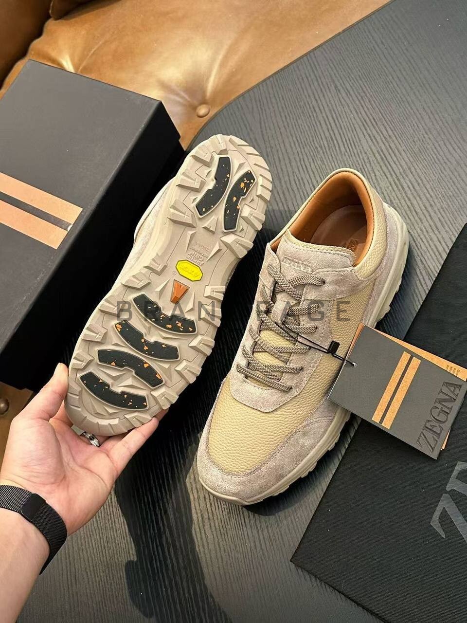 Кроссовки кожаные Zegna BPLUX5427 Кроссовки кожаные Zegna BPLUX5427