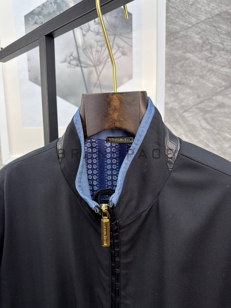 Ветровка Stefano Ricci из шерсти, хлопка и кожи крокодила мужская