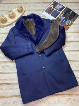 Пальто синее с мехом Loro Piana BP-20167