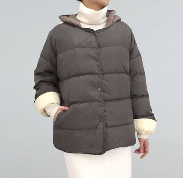 Пуховик с капюшоном BC BP-23114 темно-серый