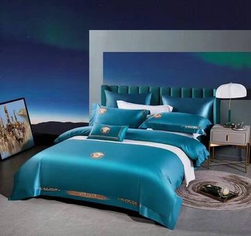 Темно-голубой комплект постельного белья Versace BP-19102
