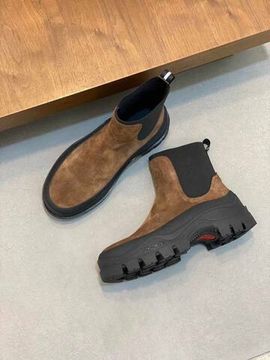 Замшевые челси коричневые на каучуковой подошве Moncler BP-366101