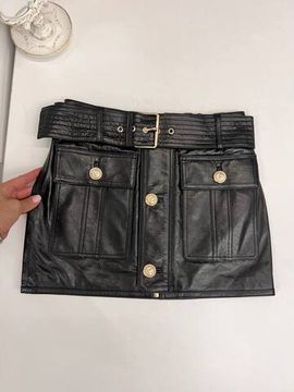 Кожаная коллекционная юбка Balmain BP-53074