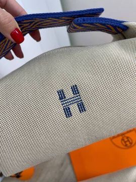 Косметичка сине-платиновая 21 см премиум женская Hermes BP-24601